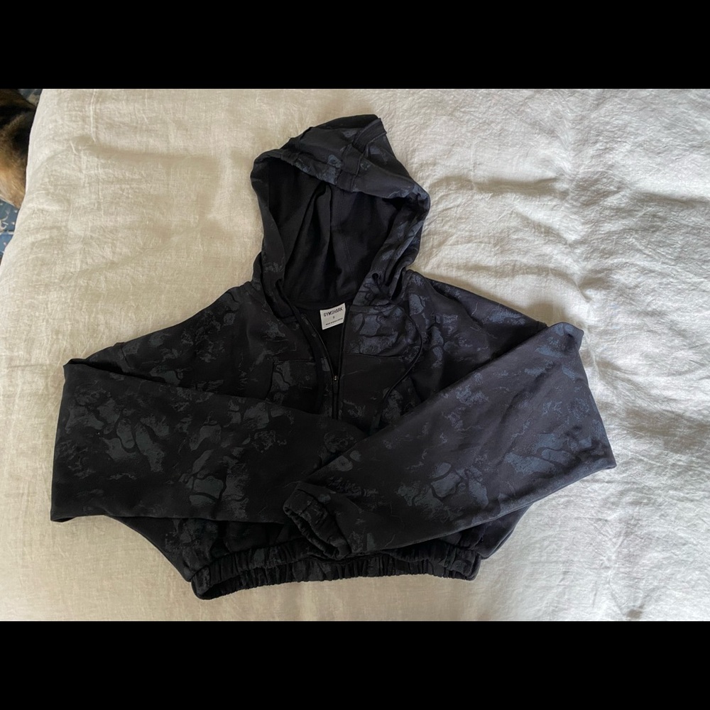 Gymshark x KKFit - black cropped hoodie  - size small